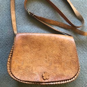 Tooled Leather Crossbody Bag